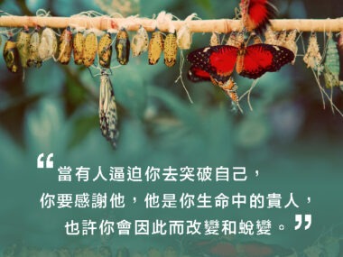“當有人逼伯你去突破自己，你要感謝他，他是你生命中的貴人，也許你會因此而改變和銳變。” — 巴菲特